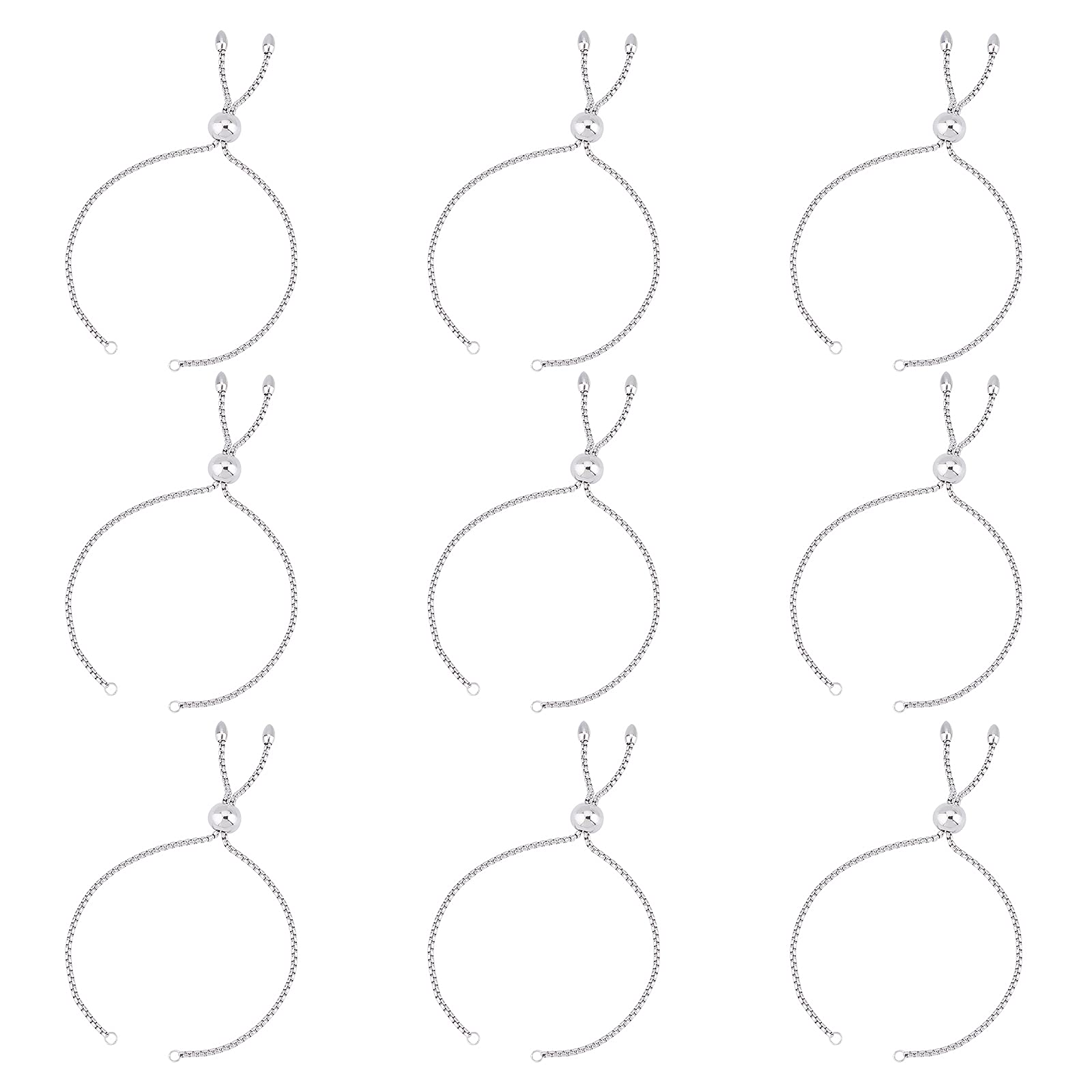 UNICRAFTALE 10pcs Adjustable Slider Bracelets 27cm 304 Stainless Steel Extender Chains with Ball Ends for DIY Jewelry Craft Supplies