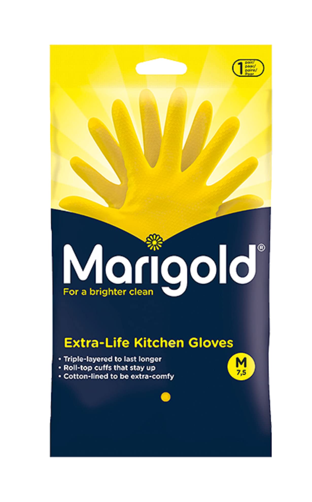 Marigold Unisex Marigold-el-gloves-medium-yl-1pk* MARIGOLD gloves Medium, Yellow, 2 Count Pack of 1 UK