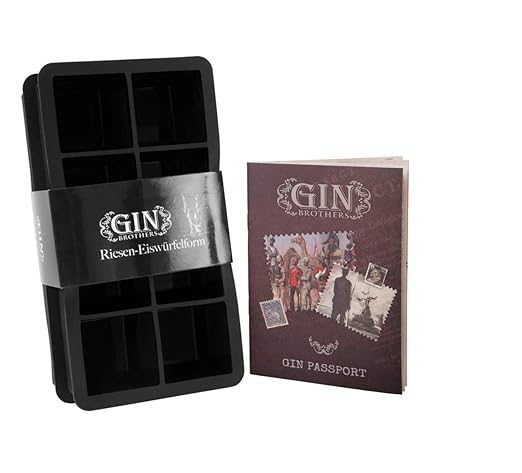 Mit GRATIS Gin Tonic Rezeptheft - 2er Pack XXL-Eiswürfelform für je 8 Eiswürfel, 5x5 cm Eiswürfel, riesige Eiswürfelform, 100
