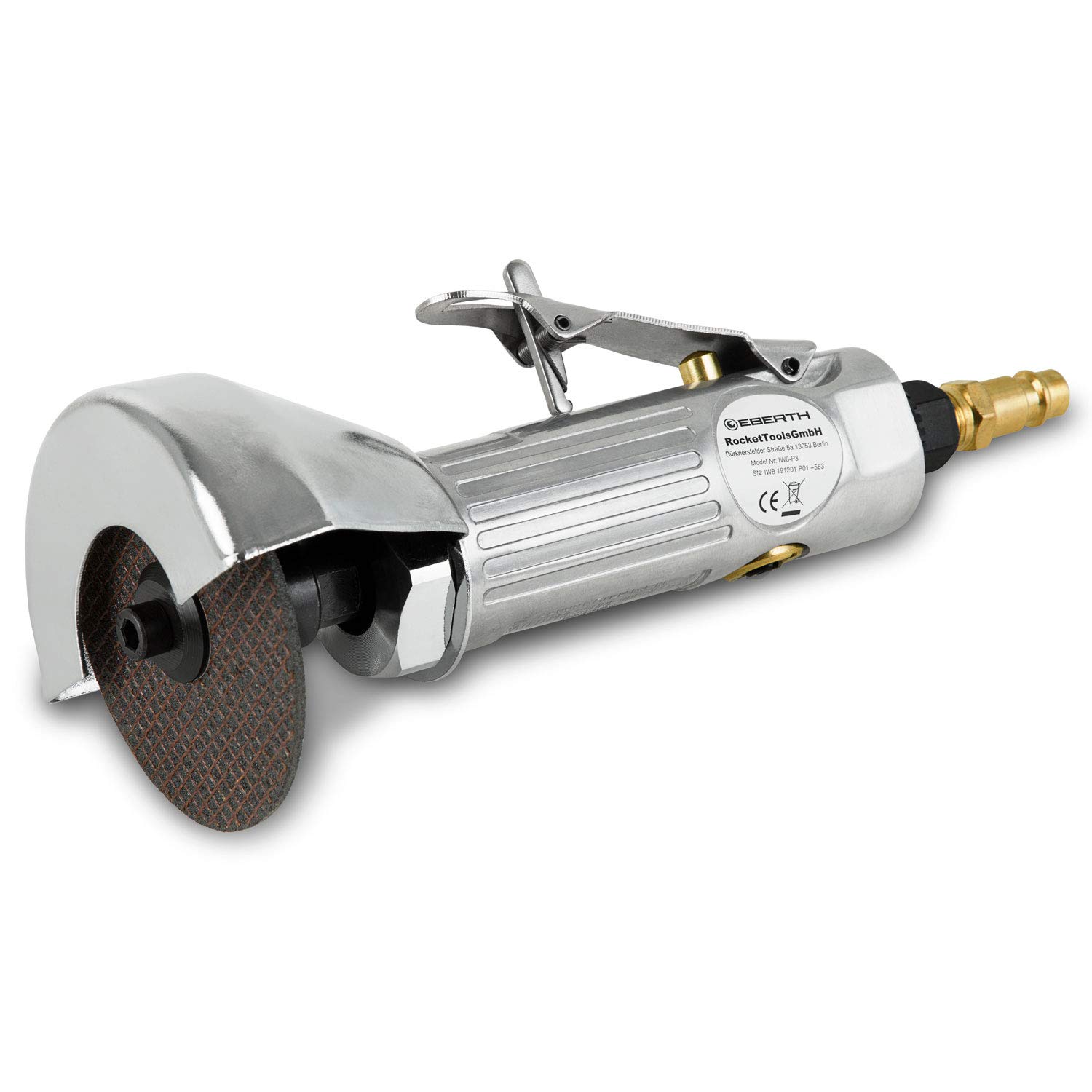 EBERTH Angle Grinder Cut-Off Cordless Grinder with Compressed Air Connection, 6 Bar Working Pressure, 1/4 inch Connection, 20000 RPM, Cutting Disc 75mm, for Stainless Steel, Aluminum