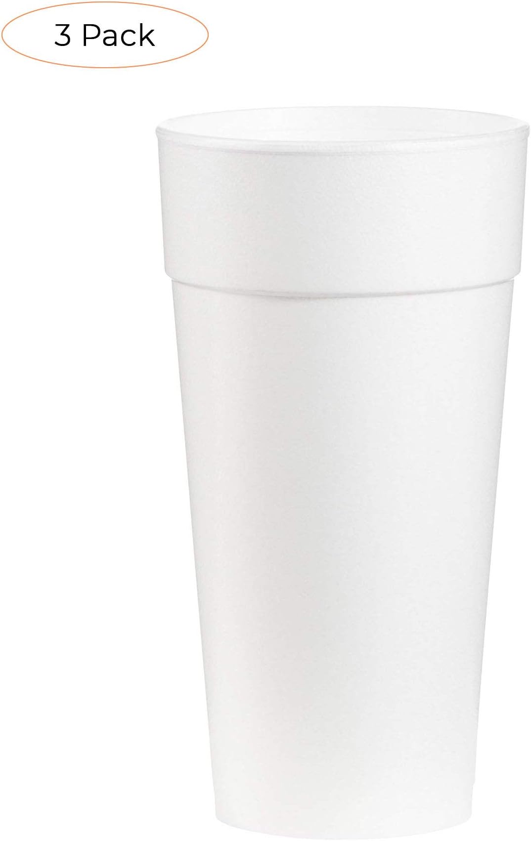 Dart 24J16 Drink Foam Cups, Hot/Cold, 24oz, White, 25 Per Bag (Case of 20 Bags) (Thrее Расk)