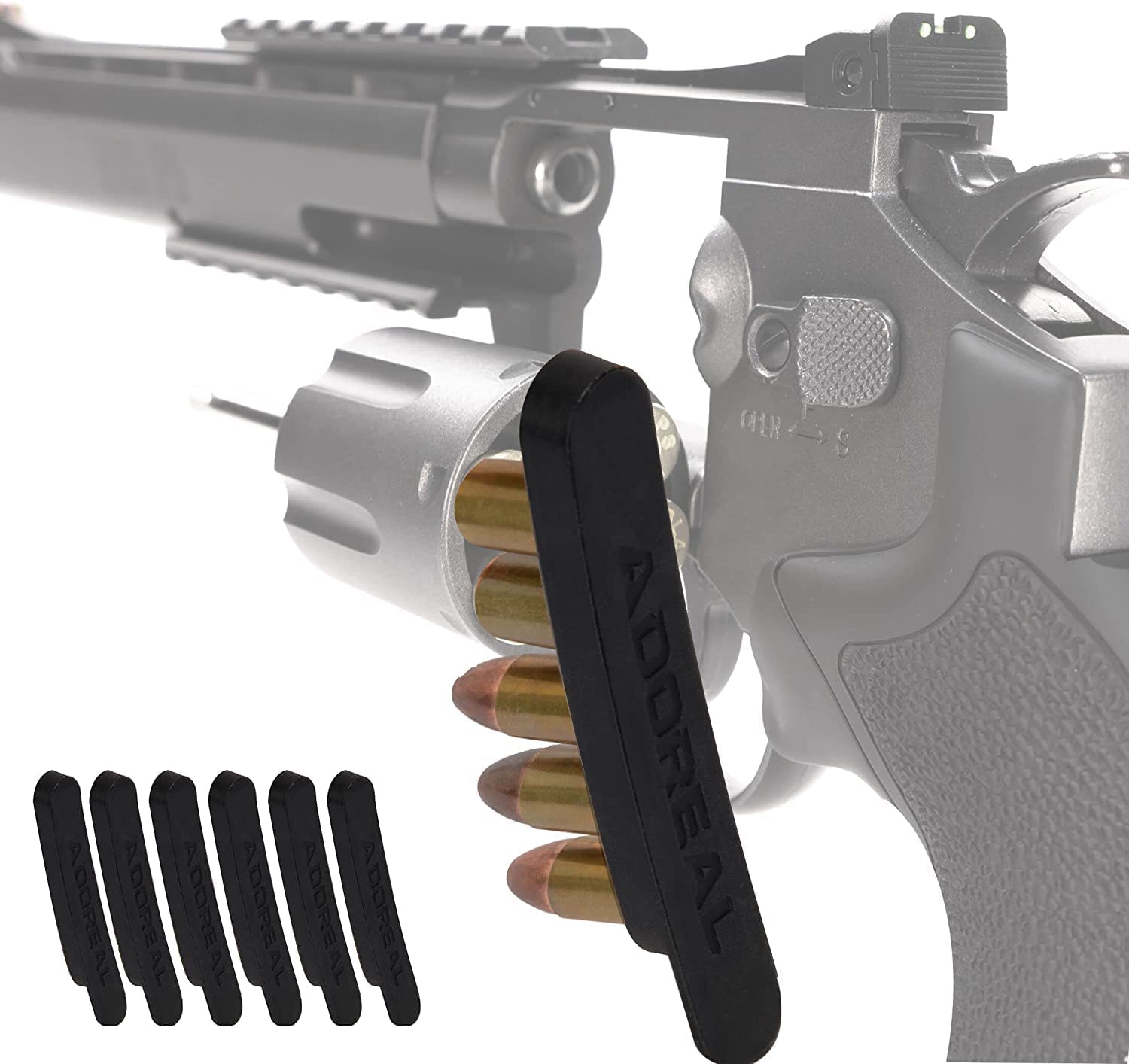 BOOSTEADY Speed Strips 6 Rounds for .38 .357 .40 Caliber, Pack of 6 Black Quick Strips,Speed Loaders for Revolvers