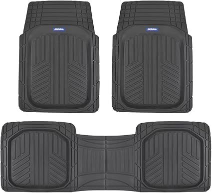 Acdelco Acof 933 Bk Black Deep Dish All Climate Rubber Floor Mats For Car Suv Van Truck Heavy Duty Liners 3 Piece Set Thick Odorless All Weather