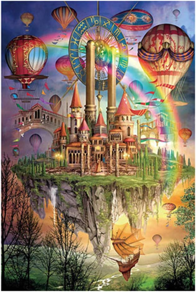 Ugood 2020 Hot New Puzzles for Adults Kids 1000 Pieces- Beautiful Rainbow Castle Jigsaw Puzzles