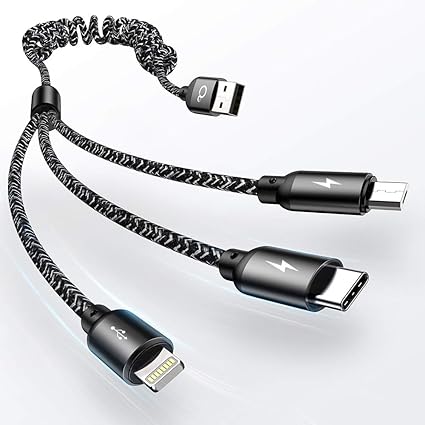 Amazon ライトニングケーブル 充電ケーブル 3in1 Aoji 充電器 Iphone ケーブル 伸縮式 コイルケーブル Usb Type C ライトニング Micro Usb 充電ケーブル 同時給電可能 高速データ転送 ナイロン編み Iphone Galaxy Huawei Macbook等全機種対応 Aoji パソコン 周辺
