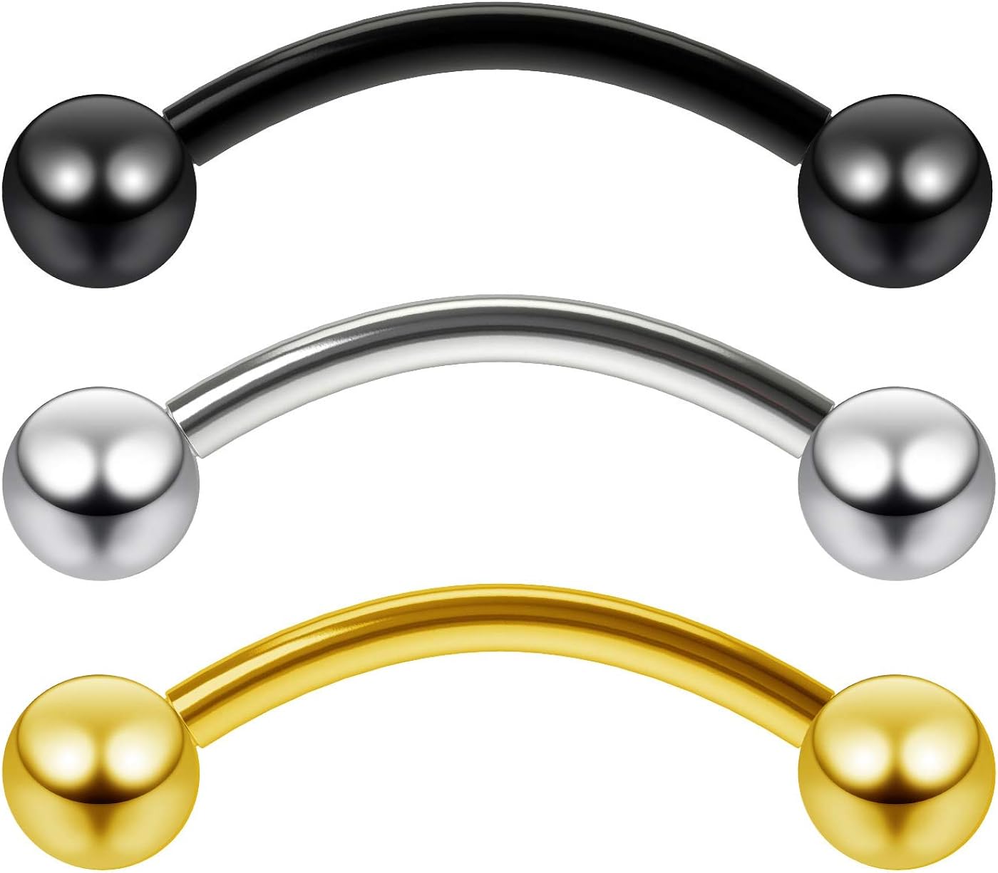 Buy Bling Unique 3pc Curved Barbell 16g Vertical Labret Earring Gauge