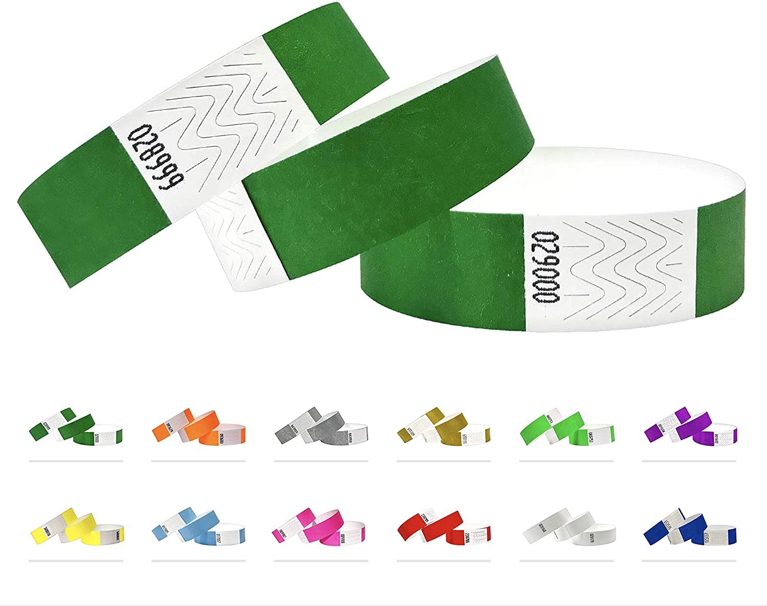Tyvek Wristbands - 500 Pack - 3/4" Tyvek Wristbands for Events (Kelly Green)