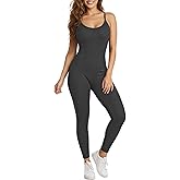 AURUZA Jumpsuit for Women Workout Seamless Jumpsuits Ribbed One Piece Tank Tops Rompers Spaghetti Strap Exercise Jumpsuits