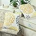 CaliTime Throw Pillow Cases Pack of 2 Cotton Vintage Compass Geometric Floral Embroidered Decorative Cushion Covers for Couch Bed Sofa Farmhouse Decoration 18 X 18 Inches Gold Yellow Gray
