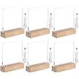 6-Pack Led Wooden Acrylic Light Base and Blanks, 7''Led Acrylic Light Base, Transparent Acrylic Night Lights with USB Cables, Wooden Bases with Acrylic Boards for Writing, Drawing, DIY, Gift