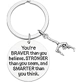 Sportybella Gymnastics Keychain Inspirational Braver Stronger Smarter Motivational Charm Gift for Gymnast Coaches, Teens, & Moms