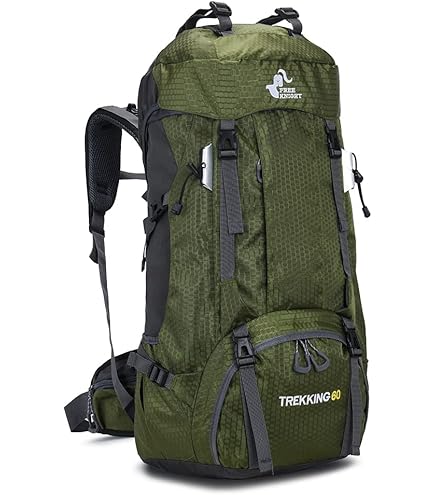60L Hiking Backpack, Waterproof Camping Backpacking Backpack for Men Outdoor Traveling Climbing Daypack with Rain Cover (Red) : Sports & Outdoors