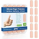 Gel Finger Cots Protectors, Silicone Covers, Bandages, Caps &amp; Sleeves, Nude | Fingertip &amp; Thumb Protection for Trigger, Arthritis, Cracking, Blisters, Calluses and Hangnail &amp; Pain Relief, M, 10PCS
