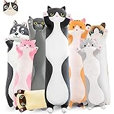 NXNYNZ Long Cat Plush Pillow, 35.4in Cute Black Cat Plushie Stuffed Animals Body Pillow, Kawaii Kitten Soft Plushie Doll Toy Birthday Gift for Kids Girlfriend