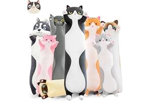 NXNYNZ Long Cat Plush Pillow, 35.4in Cute Black Cat Plushie Stuffed Animals Body Pillow, Kawaii Kitten Soft Plushie Doll Toy Birthday Gift for Kids Girlfriend