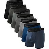 BAMBOO COOL Men's Underwear Breathable Boxer Briefs with Fly Moisture-Wicking Lightweight Underwear 7-Pack