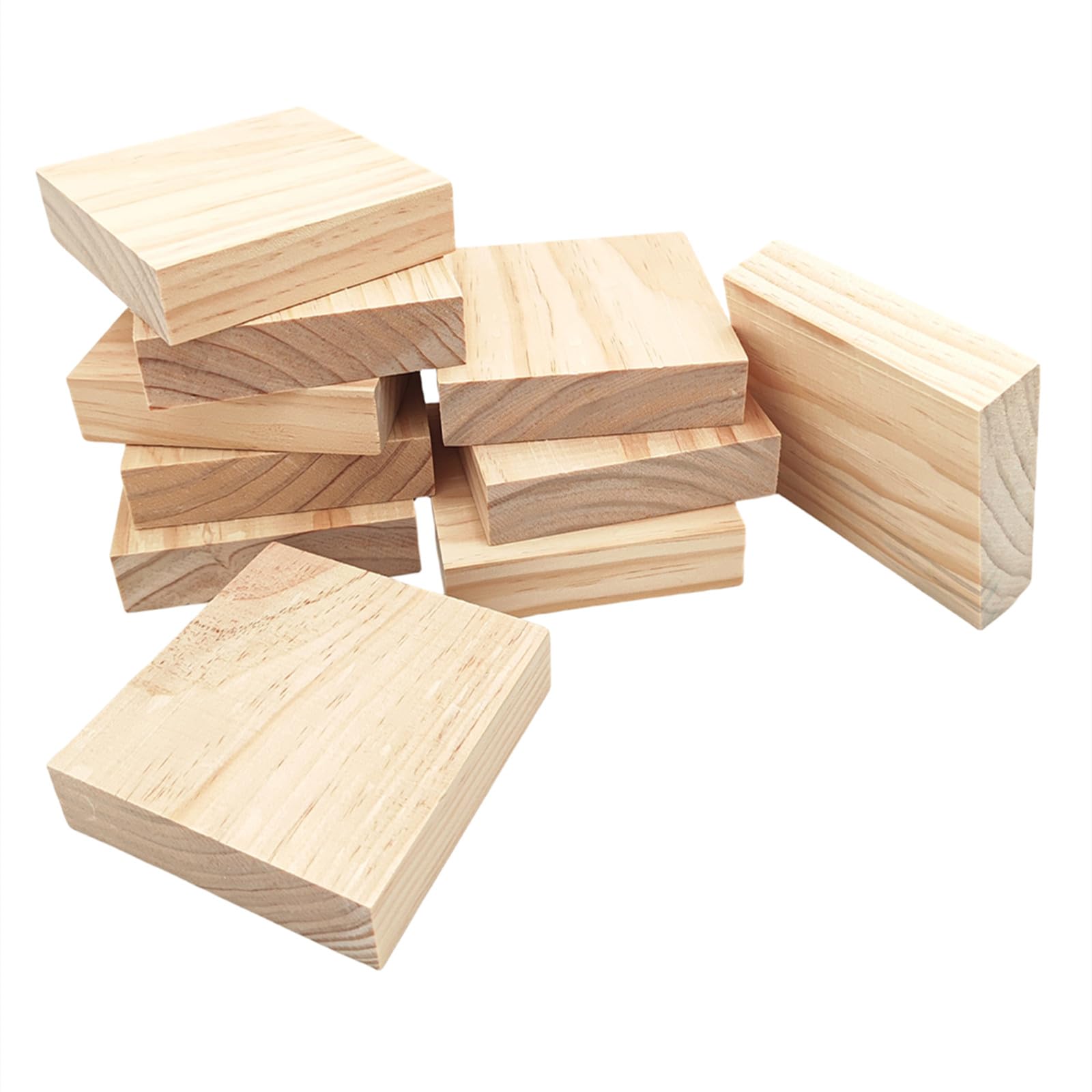 10PCS Unfinished Wood Square Blocks for Crafting, 10x10x2.5cm Blank Wooden Squares Pine Wood Boards for Carving