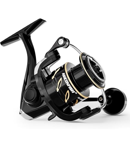 Ashconfish Spinning Fishing Reel, Graphite Body, 7+1 Stainless Steel BB, 5.0:1 Gear Ratio, Lightweight Spinning Reel for Freshwater Fishing, Come with 109 Yards Braided Line AF2000 : Sports & Outdoors