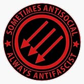 Sometimes Antisocial - Always Antifascist Bumper Sticker Vinyl Decal 5"