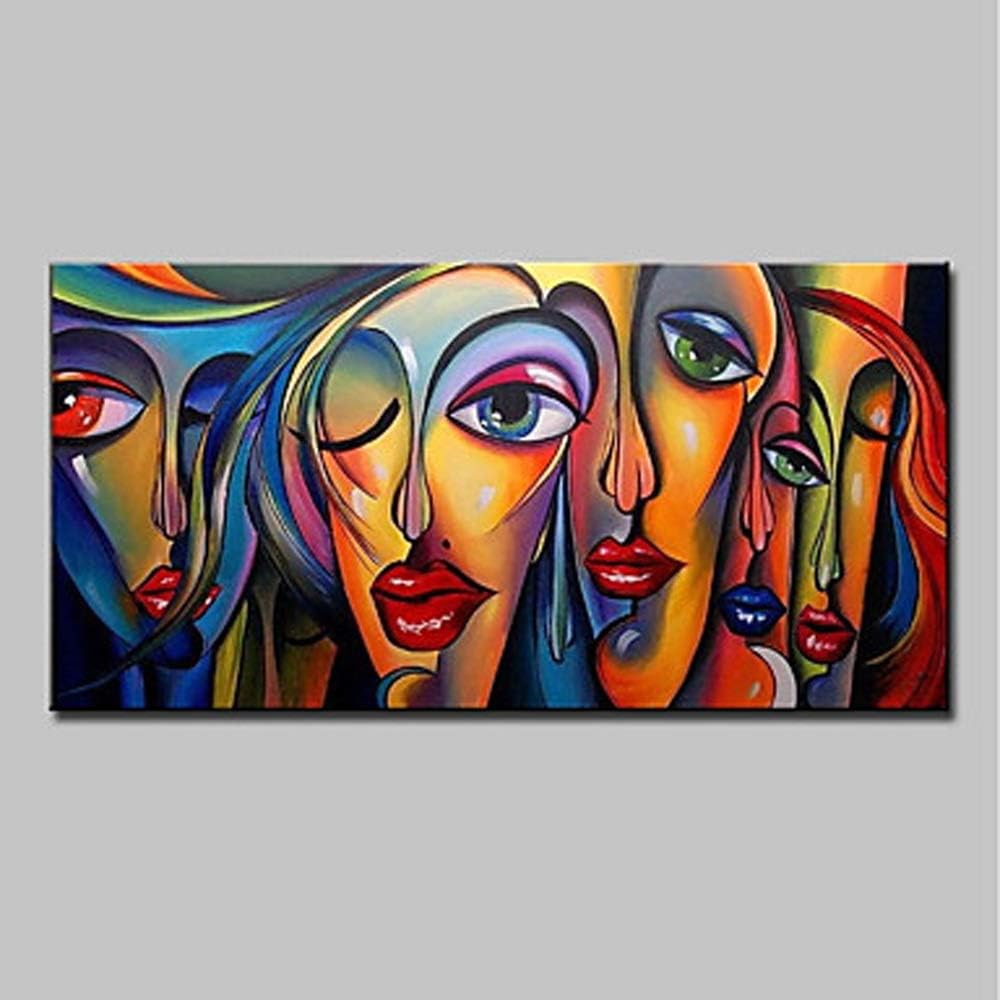 ETH Large Hand Drawn Abstract Sexy Girl Oil Painting on Canvas Modern Wall Art for Home Decoration Without Exquisite Frame, 40 * 80cm