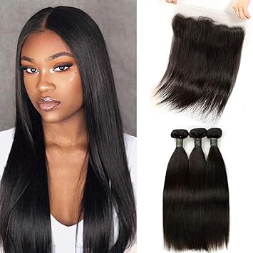 Amazon Com Blisshair Straight 3 Bundles With Frontal 9a