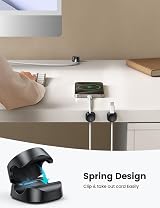 Lamicall 6 Pack Spring Cable Holder Clips 2.5-8mm No-Residue Adhesive Desk view 2