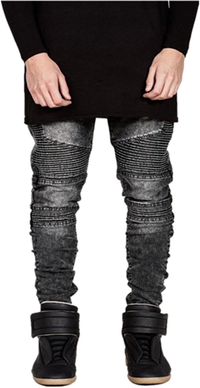 Transasia Men's Skinny Runway Distressed Slim Denim Biker Jeans Hiphop Pants