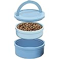 KindTail Dog Travel Bowls - Set of 2 Portable Pet Food & Water Dishes with Lid & Handle - Each Nesting Container Includes a Non-Slip Silicone Base - Microwave & Dishwasher Safe - BPA & Toxin-Free