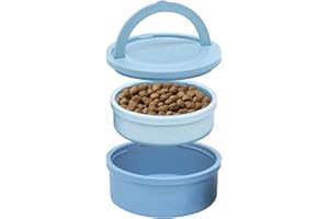 KindTail Dog Travel Bowls - Set of 2 Portable Pet Bowls - Food & Water Dish Set with Lid & Handle - Nesting Containers with Non-Slip Silicone Base - Microwave & Dishwasher Safe - BPA & Toxin-Free