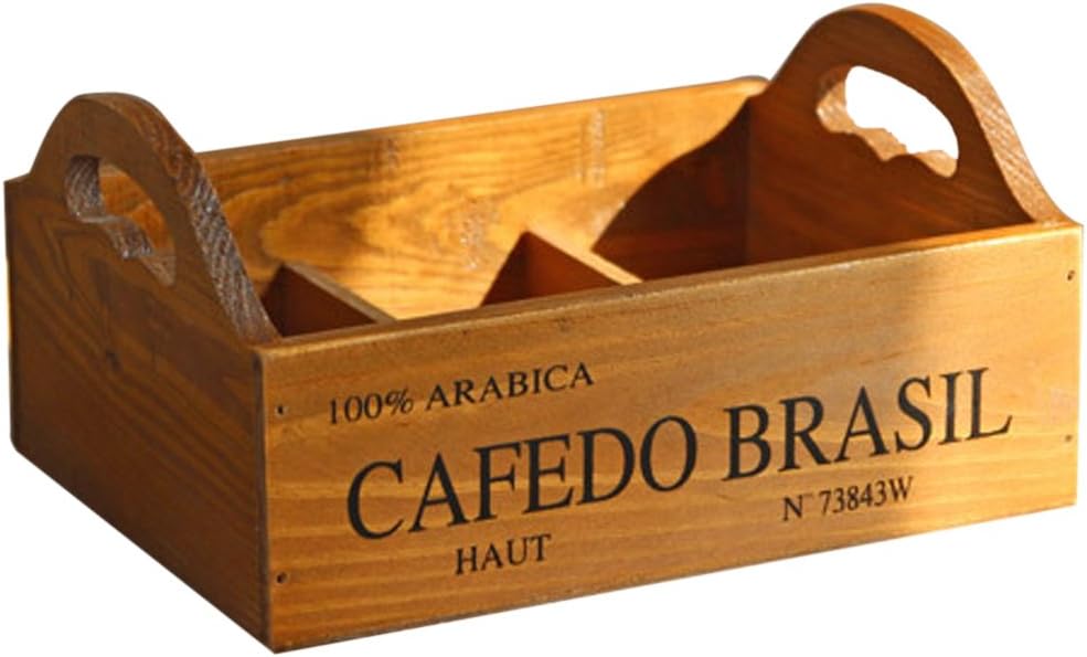 akaddy Wooden Flower Plant Pot Retro Cosmetic Storage Box for Office Home Decor