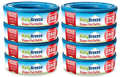 BabyBreeze Diaper Pail Refills Bags for Diaper Genie - 2240 Count (8-Pack)
