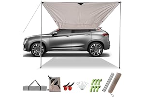 Slan Arrow Versatility Car Awning Camping Car Tail Tent Waterproof Shed 210D Silver Coated Oxford Cloth Tent for Outdoor Activities Like Camping Mountaineering Fishing for Vehicles SUV RV (Grey)