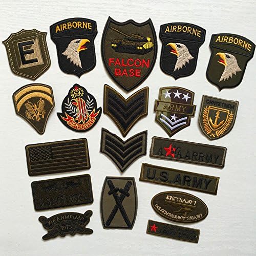 FairyMotion Super Quality 9Pcs Military Sets Embroidered Patches For Clothing Stripes Sew Iron On Clothes Patch Motorcycle Army Appliques Perfect Patches