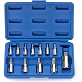 Neiko 10085A Tamperproof Torx Plus Bit Socket Set | 12 Piece | 8 IPR - 60 IPR | 5 Point Star | Cr-V and S2 Steel | High Impact ABS Blow Molded Case
