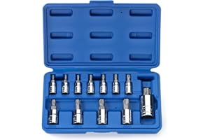 Neiko 10085A Tamperproof Torx Plus Bit Socket Set | 12 Piece | 8 IPR - 60 IPR | 5 Point Star | Cr-V and S2 Steel | High Impac