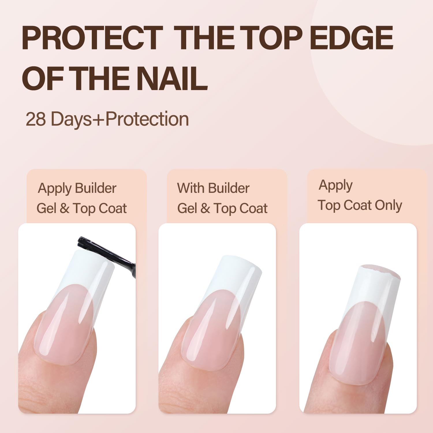 Vansiho French Gel Nail Tips, 150Pcs Long Square Gel Nail Tips, French Tips Press on Nails, French Square No Need to File 3 in 1 Pre-French Gel Tips, Fake Nails for Nail Art DIY 15 Sizes - Image 5