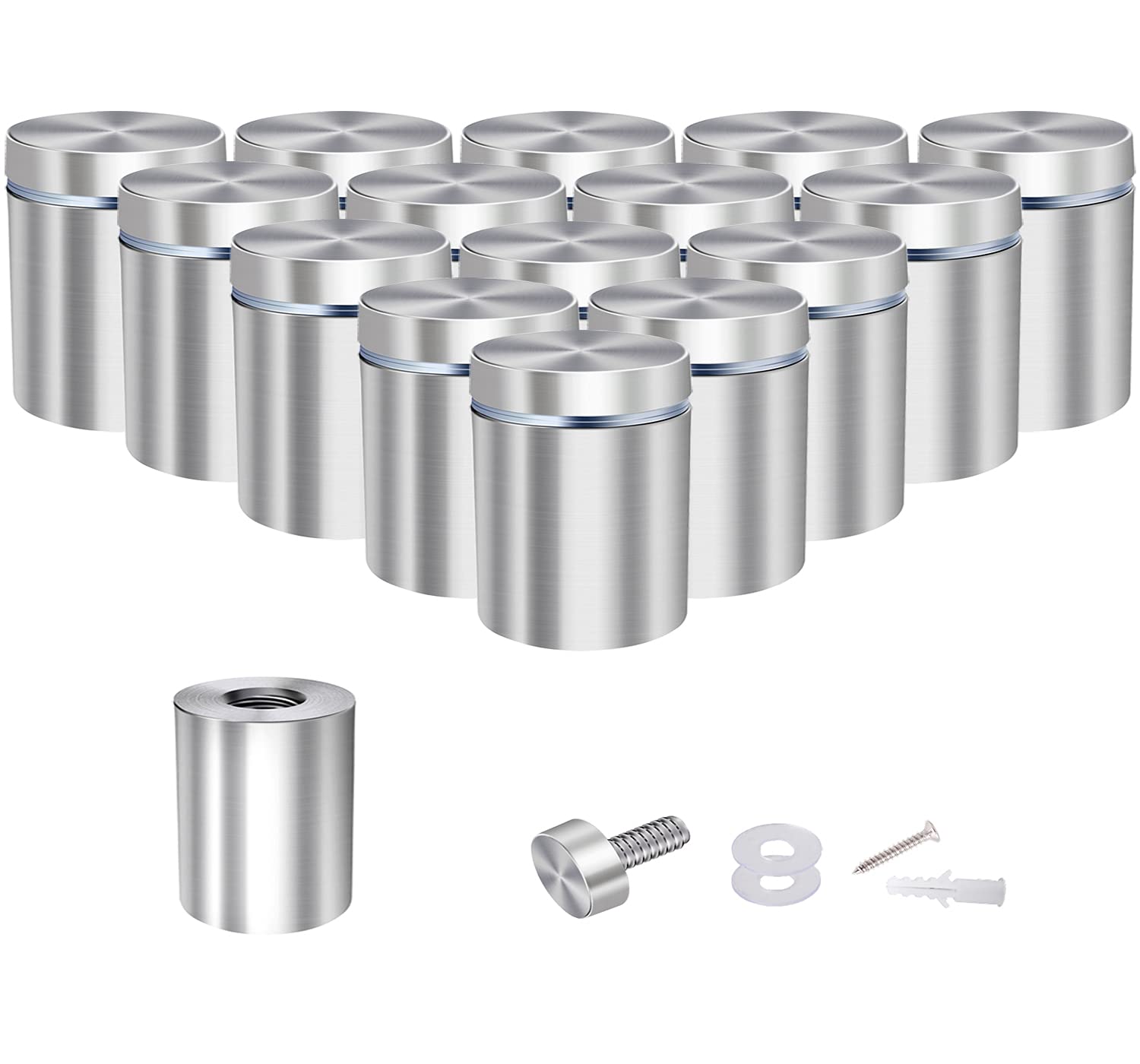 Osring 16pcs Wall Standoffs Holder 1 x 1-1/5 Inch Sign Standoff Mounting Hardware, Stainless Steel Standoff Screws for Picture Acrylic Display, Black