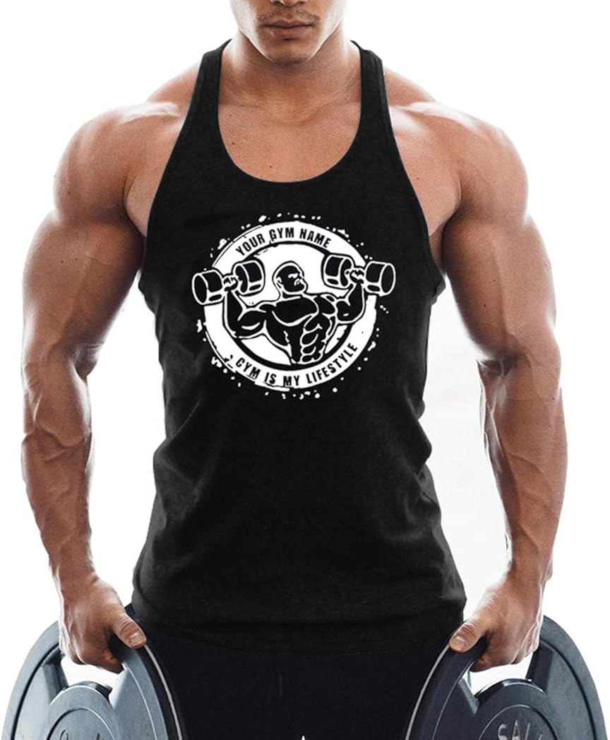 thumbnail image 2 of Caqnni Men's Quick Dry Workout Tank Top Gym Muscle Tee Fitness Bodybuilding Sleeveless T Shirt Big And Tall Tank Tops For Men A07 Light Blue Xxl 2 of 14