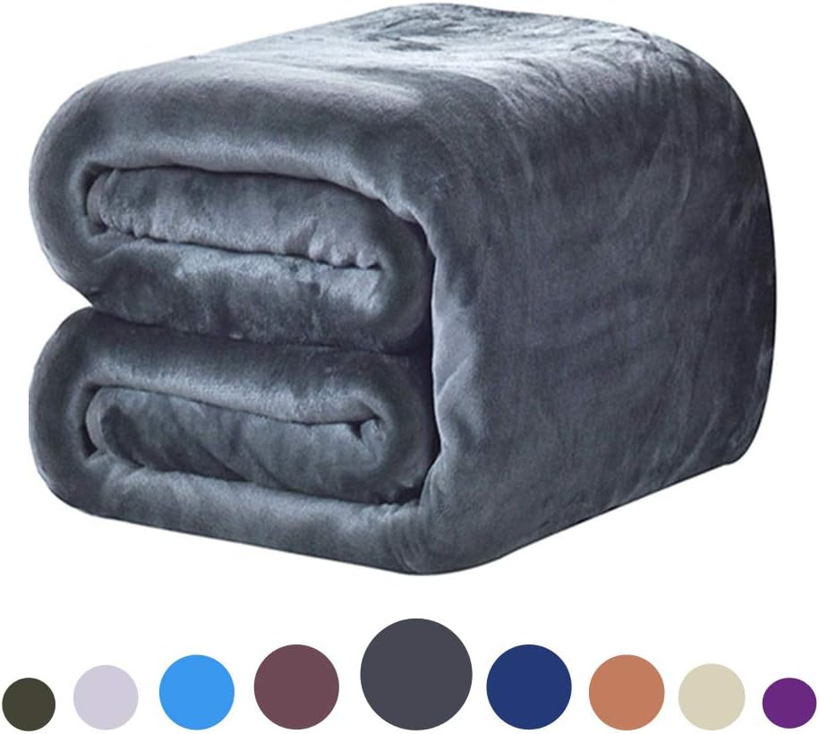 DREAMFLYLIFE Luxury Fleece Blanket All Season Thick Blanket Super Soft Blanket Bed Warm Blanket Couch Blanket (Dark Grey, Queen_): Home & Kitchen
