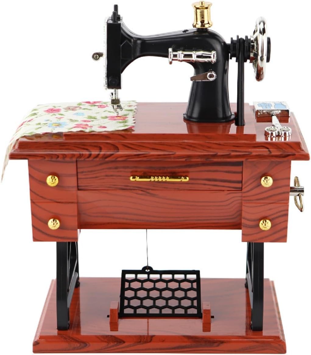 Photo 1 of (Large size) Vintage Sewing Machine Music Box gifts for Home Desk Decoration with Classic mechanical hand cranked Jewelry Clockwork sewing music box for Kids&Lady&Parents&Children&Friends