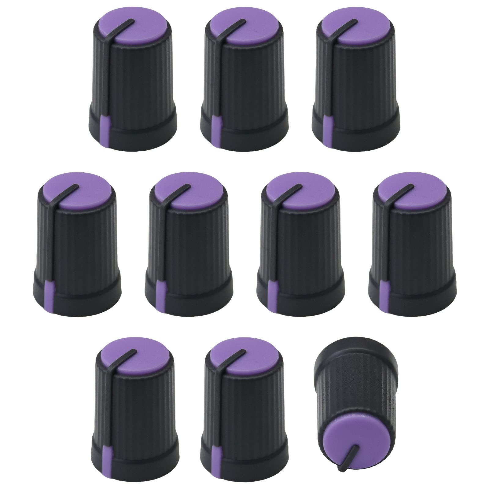 6m D-Shaft Hole Grey Body Colour Cap Mixer Control Knobs Pack of 10 (Purple/Dark Grey)