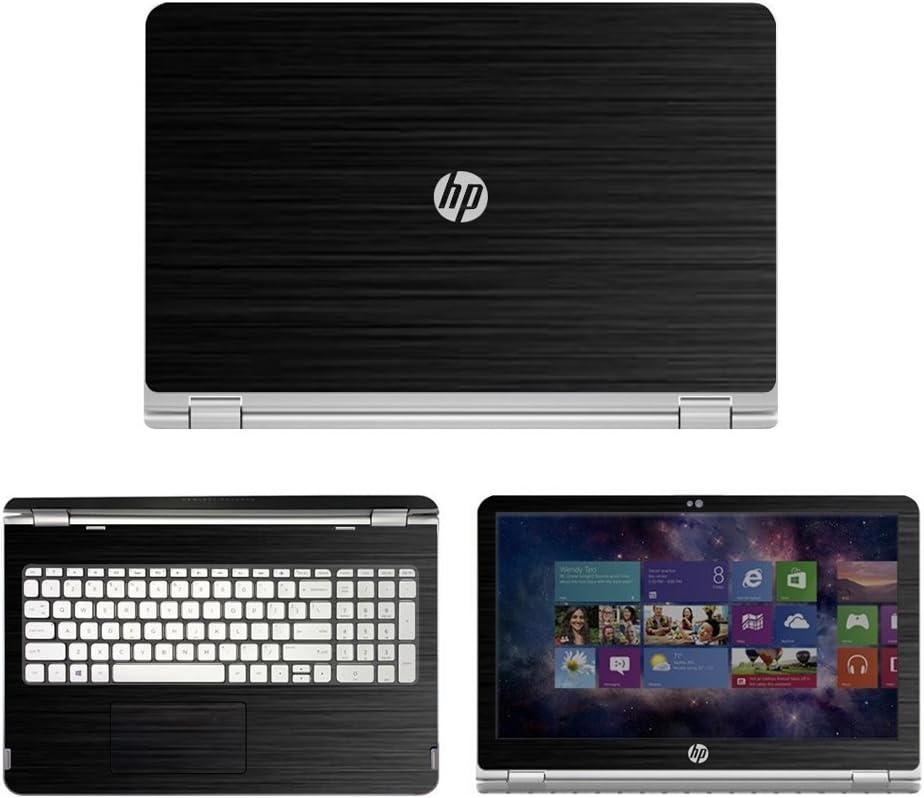 Black Brushed Aluminum Skin Decal wrap Skin case for HP Envy x360 m6 Series m6-w101dx m6-w102dx m6-103dx m6-105dx 15.6" Laptop