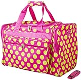 World Traveler Pink Green Polka Dots Duffle Bag 22-inch