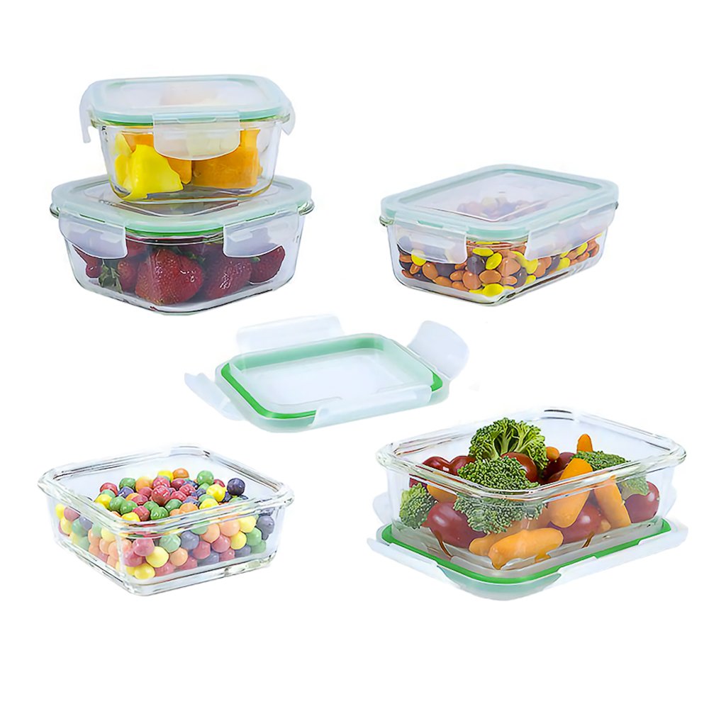 EatNeat 10 Piece Square Glass Food Storage and Meal Prep Container Set
