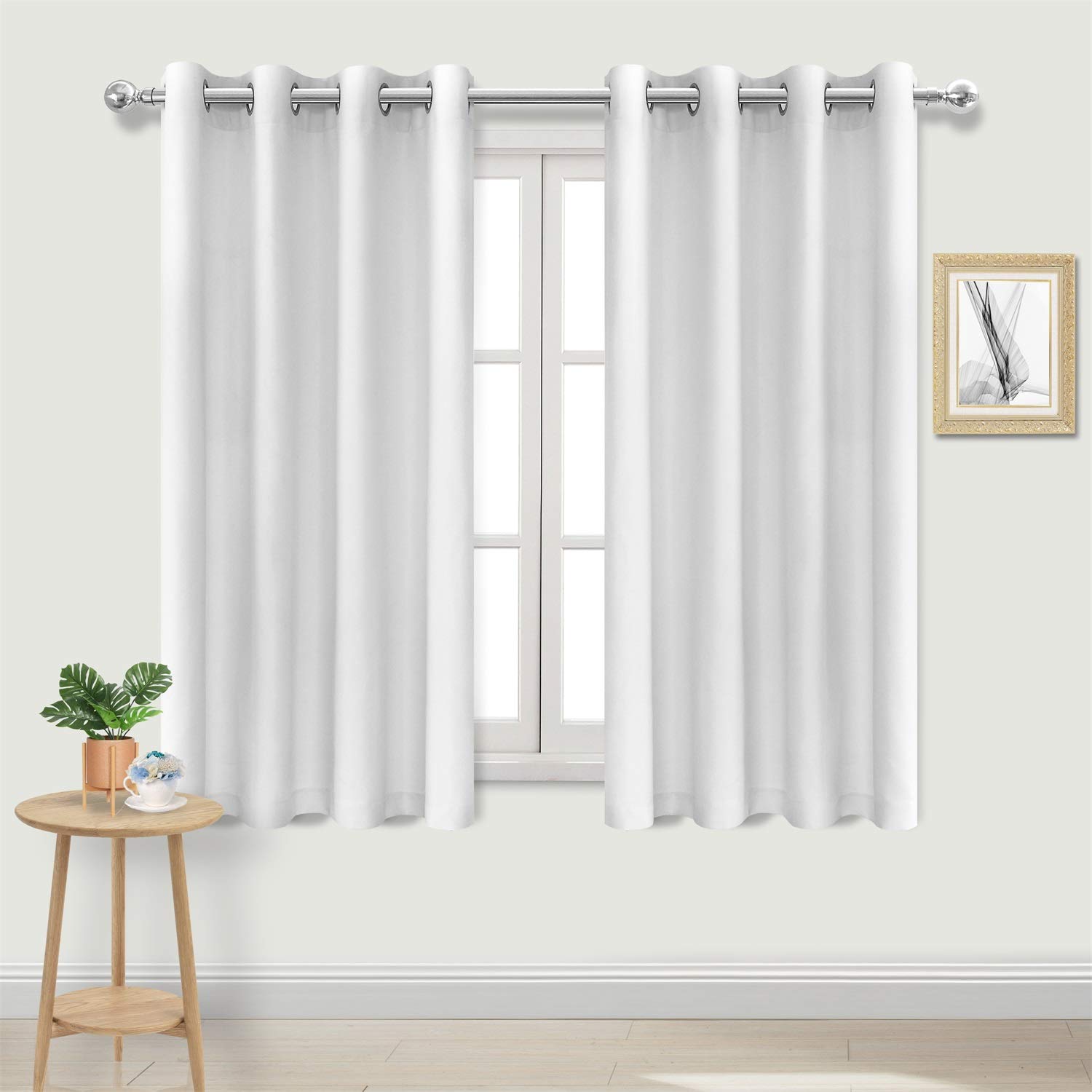 DWCN Faux Linen White Curtains Light Filtering Grommet