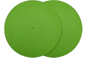CRASPIRE 2Pcs Felt Turntable Mat Vinyl Player Pad 11.6 Inch Green Anti Slip Anti Static Flat Round Protective Wool Turntable Platter Slipmat Mats for Cleaner Audio Output Reduce Noise Accessories