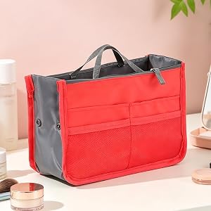 1 Piece Purse Organizer Insert, Foldable Bag in Bag Organizer, Multi-Pocket Tote Organizer, with Handheld Design, for Digital