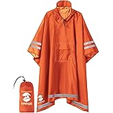 SaphiRose Hooded Rain Poncho Waterproof Raincoat Jacket for Men Women Adults