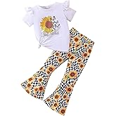 Ayzozuy Kids Toddler Girl Clothes Letter Print Graphic Top + Leopard Print Flare Leg Pants 2PC Summer Clothing Set