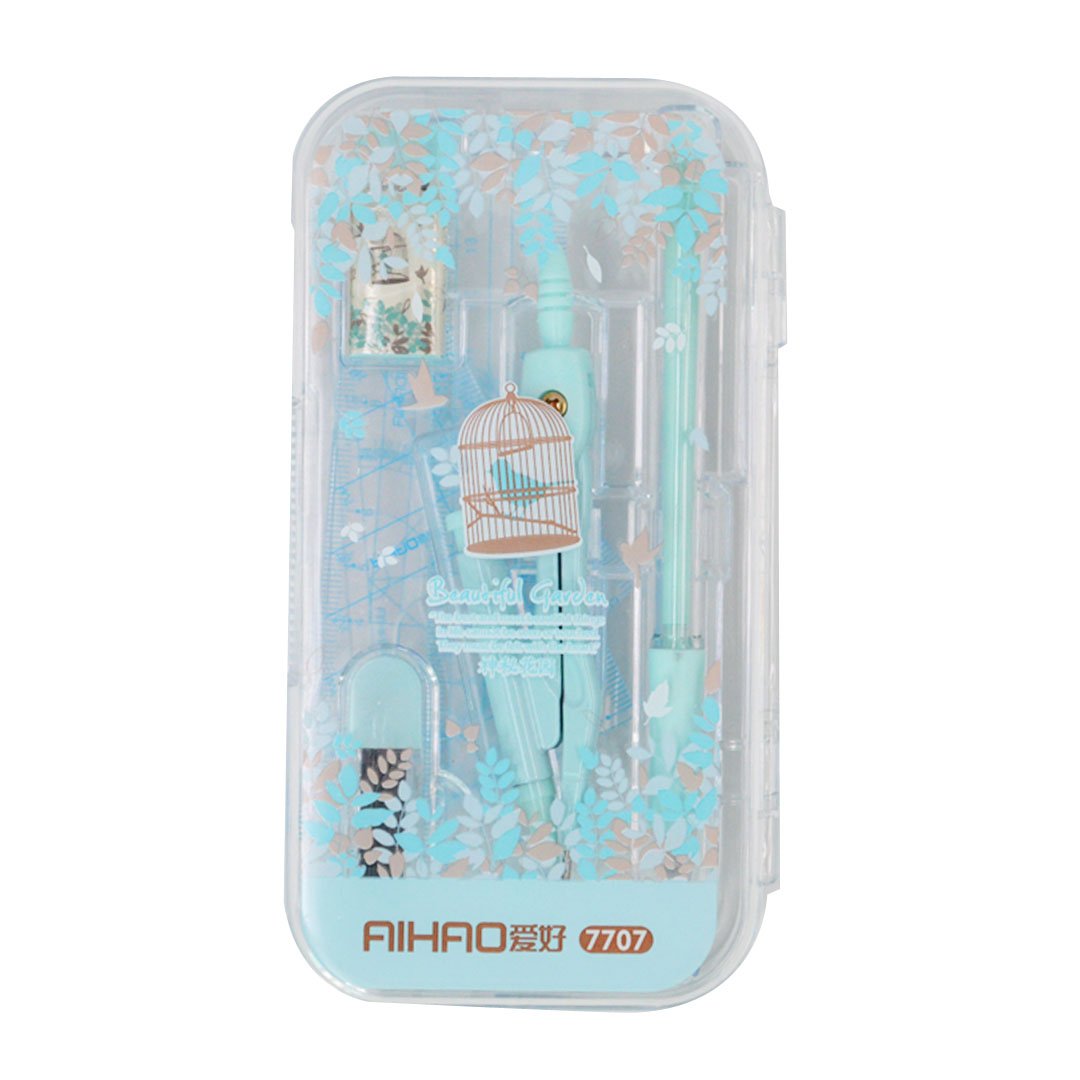 LA HAUTE Drawing Ruler Set 8Pcs Compass Protractors Square Set Math Geometry Set Kids Stationery Gifts,Green